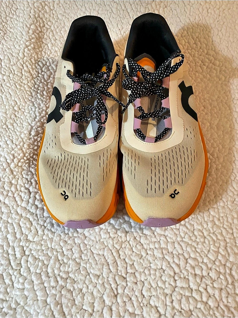On Cloudmonster Athletic Shoes in Cream & Orange